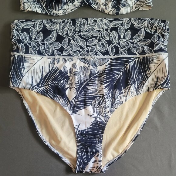 Swimsuits For All Bikini Set Womens 20 White Black Tropical Tummy Control Beach - Picture 3 of 14